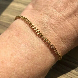 Waterproof 316L Stainless Steel & 18k 3mm Cuban Chain Bracelet NWT